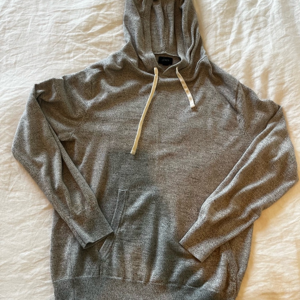 J. Crew Gray Lightweight Knit Sweater Hoodie Pullover